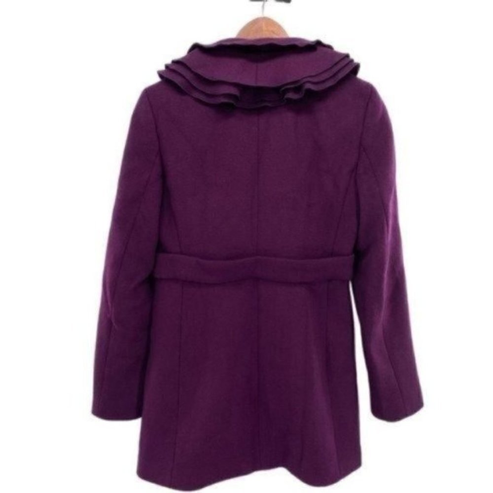 Elie Tahari Womens Purple Wool Pea Coat - Picture 4 of 8